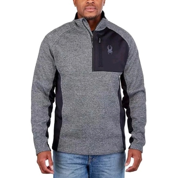 Spyder Men's Half Zip Fleece Lined Pullover Jacket Color Gray Size Large - Picture 1 of 4